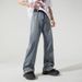 Pants Reverse Wear Design Wide-leg American Denim (version Is Too Long, It Is Recommended To Shoot One Size Smaller) Blue Is A Gradual Change Of Color_voghion.com