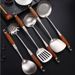 Set di utensili da cucina in acciaio inossidabile 304 da 6 pezzi: spatola resistente al calore, cucchiaio, cucchiaio forato e altro con manici in palissandro_voghion.com