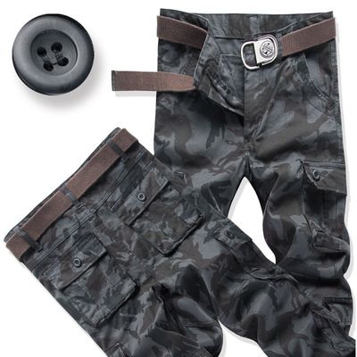 Herrenbekleidung Großhandel Übersee reine Baumwolle Multi Pocket Overalls Hose dicke Hose Männer lose tragen beständig_voghion.com