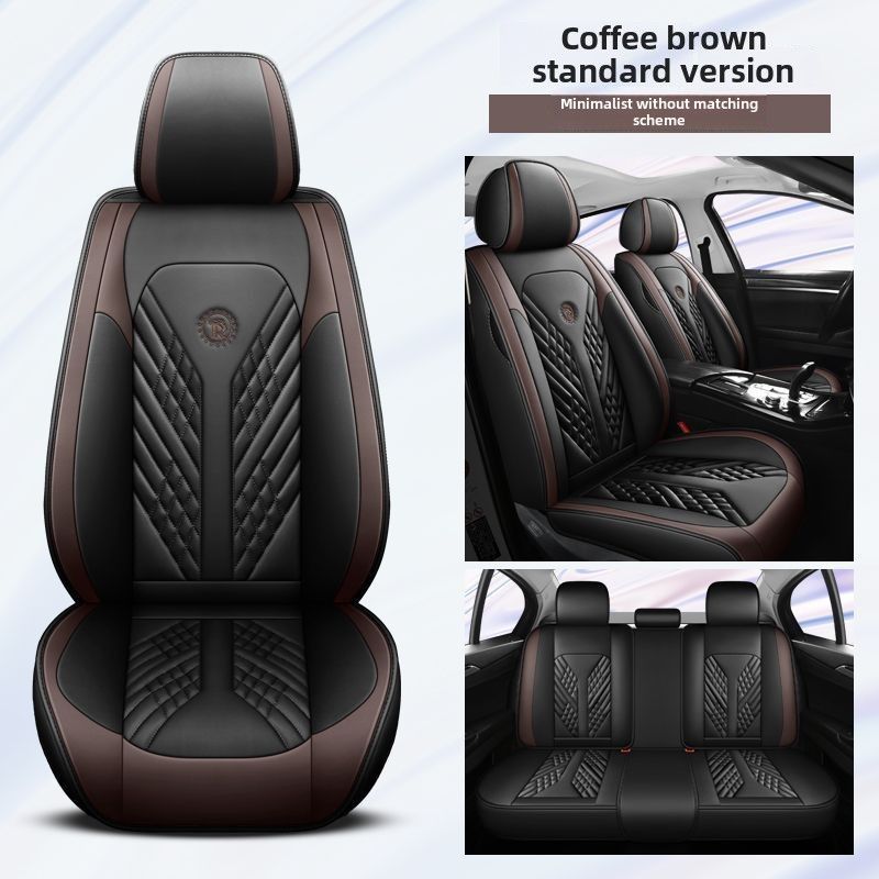 Modes sporta automašīnas spilvens, četri gadalaiki, universāls, pilnībā apkārtējs, augstas klases ādas sēdekļa pārvalks, melnbalts, spilvenveida, viegls, grezns sēdekļa pārvalks_voghion.com