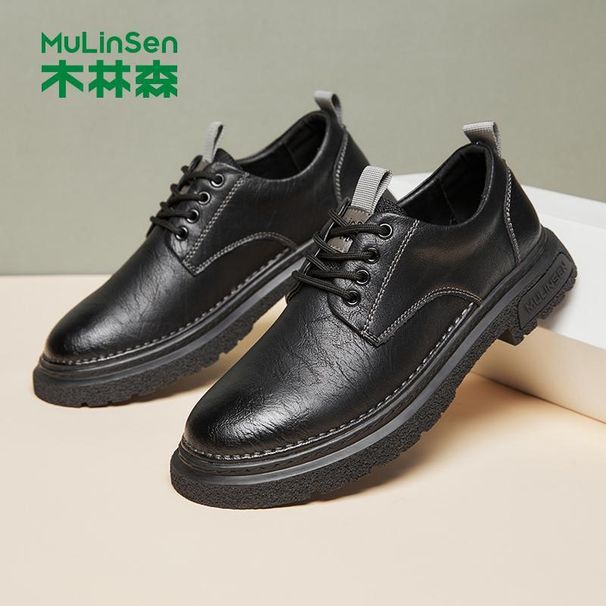 Mulinsen Leather 2024 New Black Shoes Men's Soft Sole Casual British Style Low-top Martin Boots Men Y_voghion.com