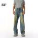 EF JEANS | 2025 Frühling Neue amerikanische Straße Färben und Altern Allmähliche Veränderung Gerade Lose Jeans Flut_voghion.com