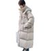 Women's Oversized Long Down Coat With Hood, Knee-Length Winter Puffer Jacket, Warm Thickened Quilted Outerwear For Casual & Commuting_voghion.com