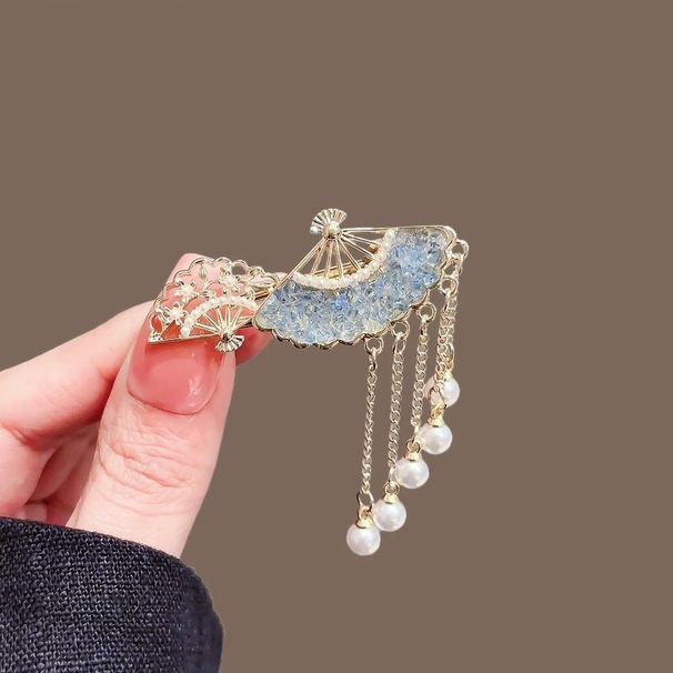 Forcina per capelli con frange a forma di ventaglio di cristallo da donna, 2025, nuovo temperamento, frangia laterale, moda fronte spezzata, fermaglio a becco d'anatra_voghion.com