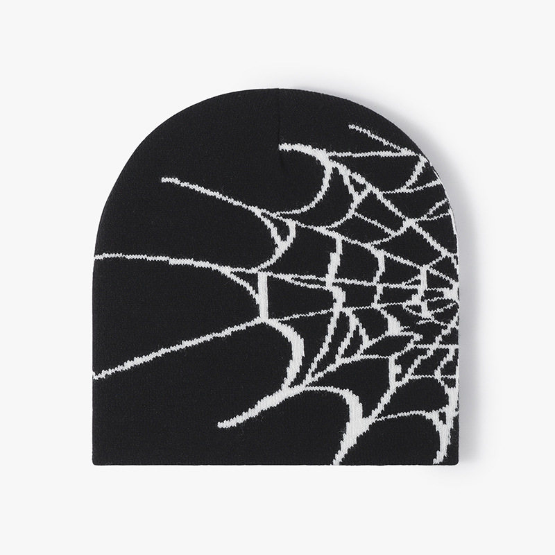 Autumn And Winter Personalized Spider Web Men's Knitted Hat Neutral European And American Cold Hat Women's Fashionable Brimless Warm Woolen Hat_voghion.com
