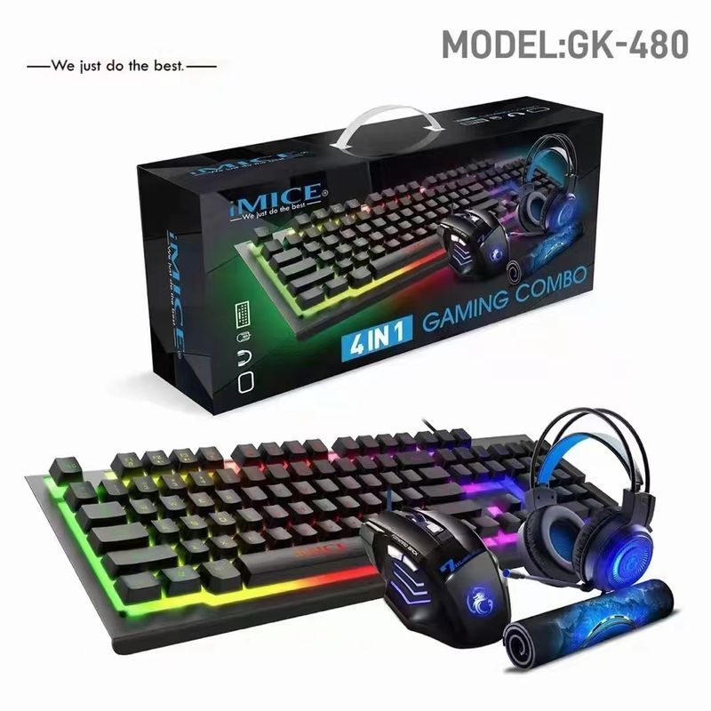 4 IN1 Tastatur Kopfhörer Maus Pad Verdrahtete Hängende Beleuchtung Spiel USB Schnittstelle Tastatur Kopfhörer Maus Set_voghion.com