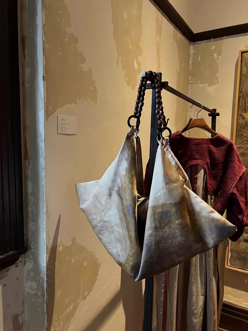 Kadınlar için yeni Çin tarzı ahşap boncuk köfte, çok yönlü ve büyük kapasiteli tasarım, niş baskılı tek omuz_voghion.com