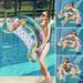 Eco-Friendly Pool Float - U-Shaped Inflatable Lounger With Backrest & Glitter Design For Adults Premium PVC Floating Chair For Beach & Pool Relaxation_voghion.com