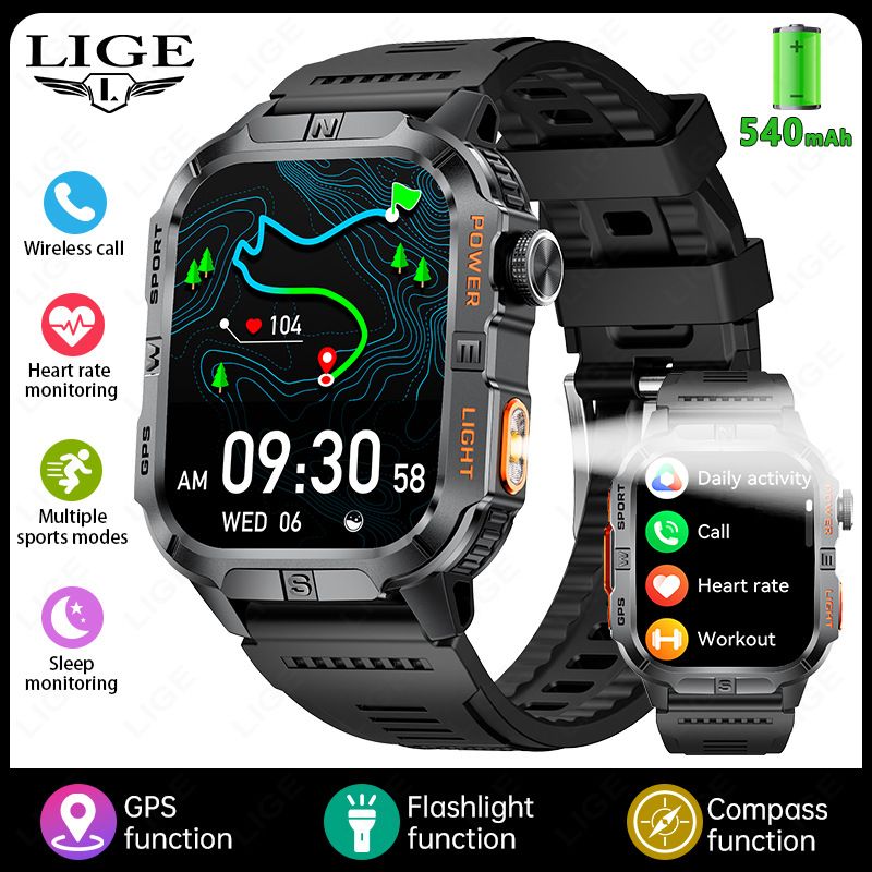 Smartwatch For Men & Teens - 21-Day Battery, Bluetooth Calls, Touchscreen, Heart Rate Monitor, Waterproof Fiess Tracker_voghion.com