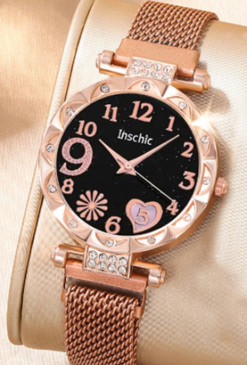 5pcs/set New style ladies steel band watch set Fashionable and versatile personality full diamond butterfly quartz steel band watch_voghion.com
