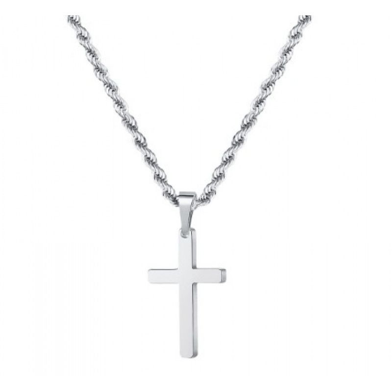 Collana con ciondolo a croce a doppio strato in acciaio inossidabile, stile hip hop, per uomo_voghion.com