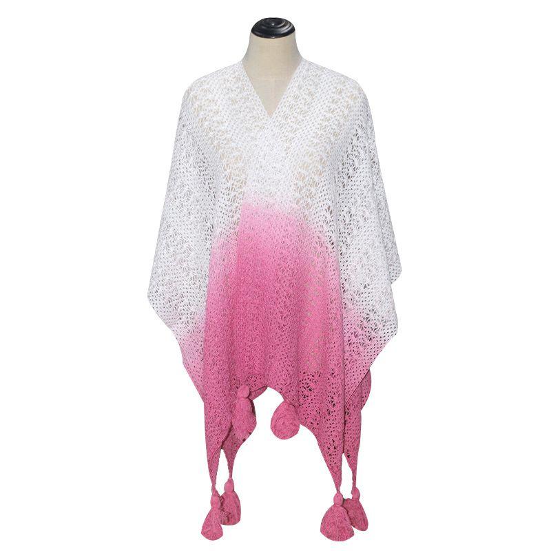 Gradient Color Spring And Summer Thin Openwork Dress, Large Shawl, Women's Ethnic Cloak_voghion.com
