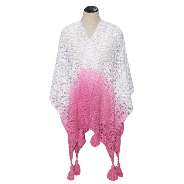 Gradient Color Spring And Summer Thin Openwork Dress, Large Shawl, Women's Ethnic Cloak_voghion.com