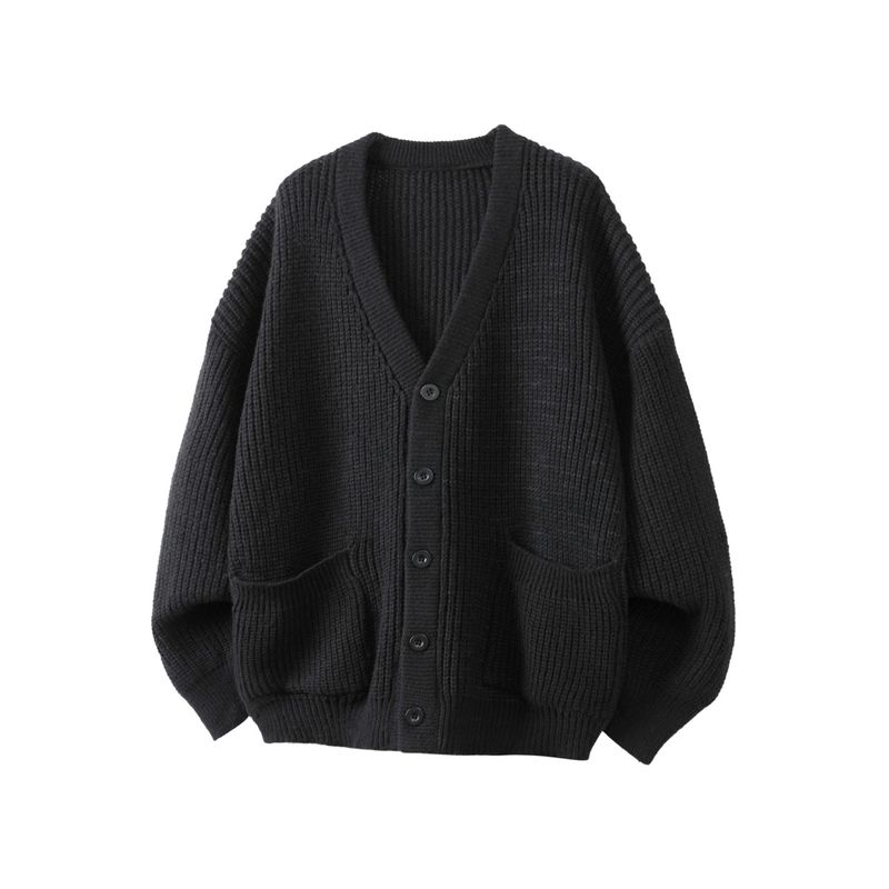 Herbst und Winter Herren New Lazy Style V-Ausschnitt Strickpullover Paar Lose Vielseitige Strickjacke Große Größe Jacke_voghion.com