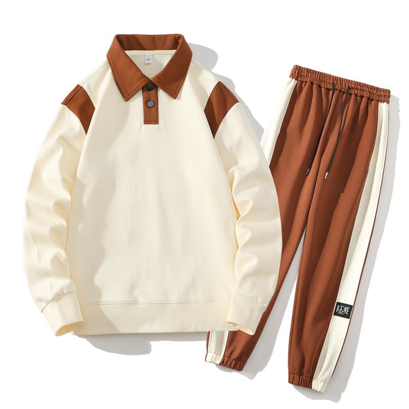 Men's Clothing Men's New Polo Shirt Long Sleeved Sweater Suit Men's New Trendy Brand Casual Sports Loose Men's Splicing Sweater_voghion.com