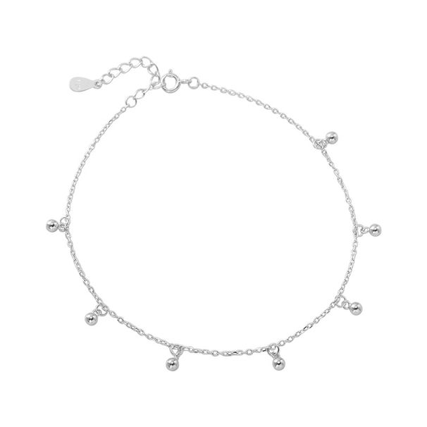Sterling Silver Round Bead Anklet For Women Korean Style Simple Niche Design Fashion Personality Student Bestie Foot_voghion.com