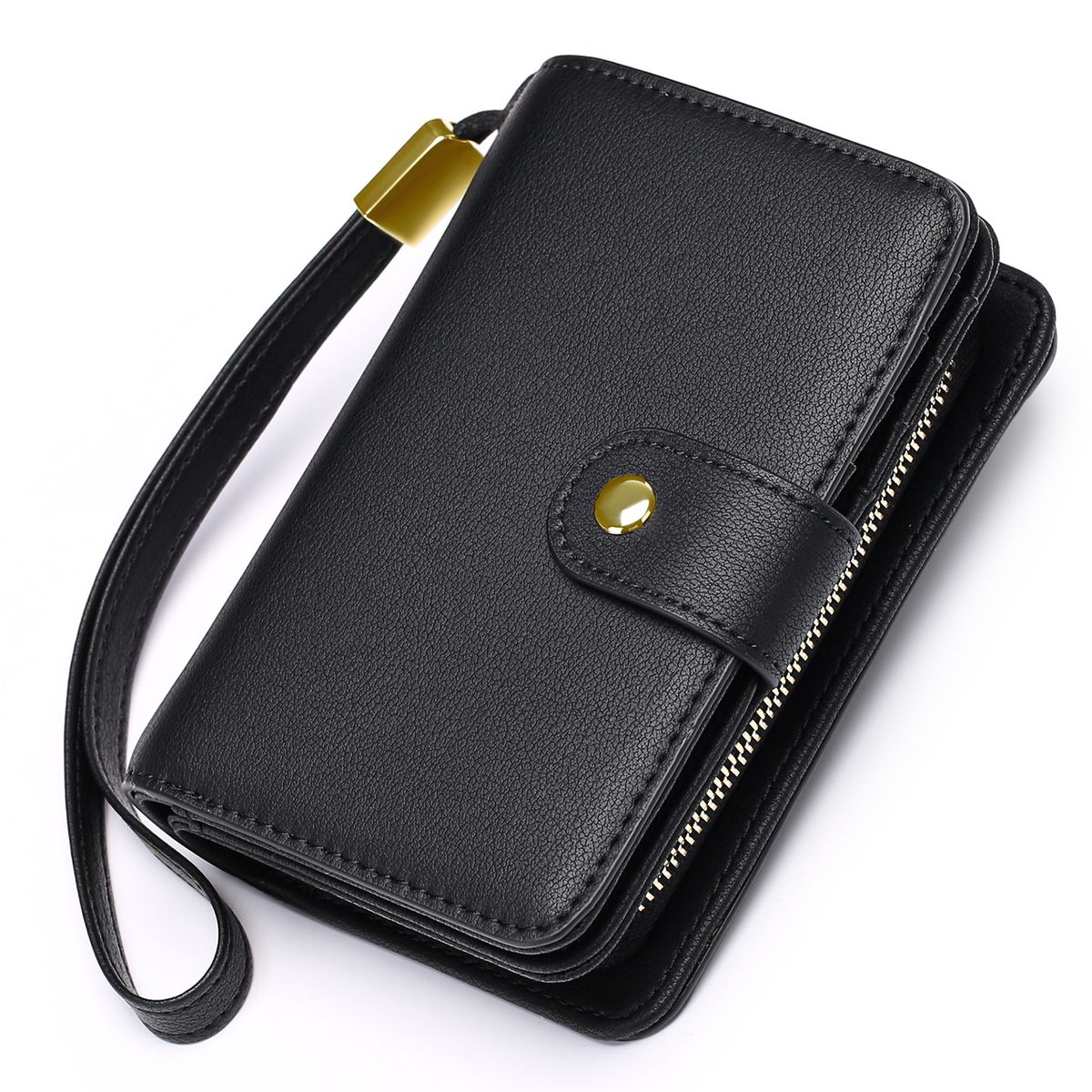 New Women's Wallet Short Korean Style Simple Coin Purse Buckle Zipper Multi-card Card Bag_voghion.com