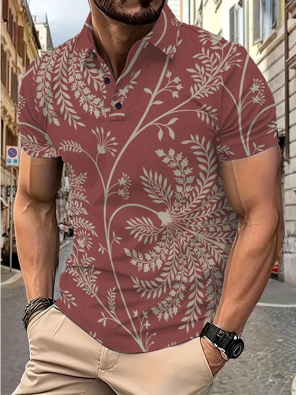 Roupas masculinas Camisa de verão Impressão 3D Casual Masculina Manga Curta Lapela Botão POLO_voghion.com