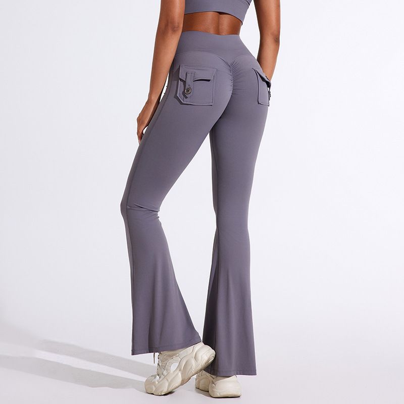 Women's High-Waisted Flared Yoga Pants With Pockets - Tummy Control Stretchy Workout Leggings For Running, Gym & Lounge_voghion.com
