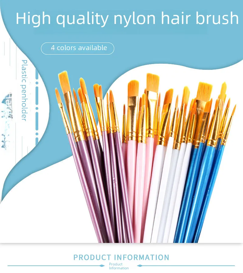 New plastic rod 10 blue oil brush set painting watercolor hand-painted art brush oil brush set_voghion.com