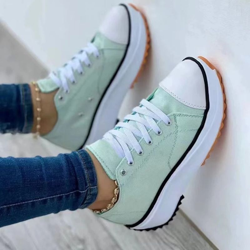 Nuevas zapatillas de deporte de plataforma para mujer, zapatos informales de lona, zapatos de tenis para mujer, zapatillas gruesas con cordones, zapatos de talla grande XF0223_voghion.com
