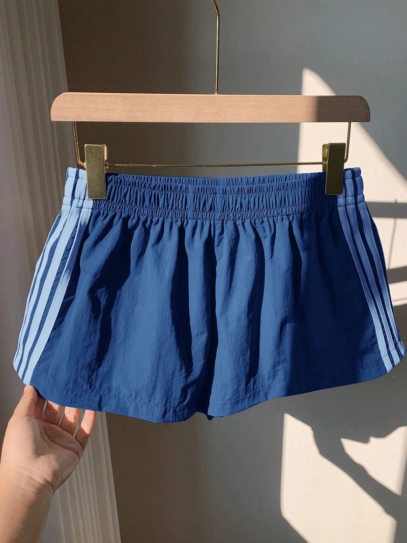 Trendy Striped Casual Pants For Women - Loose Fit Straight Leg, Breathable Polyester, Streetwear Essential With Contrast Tape Detail_voghion.com