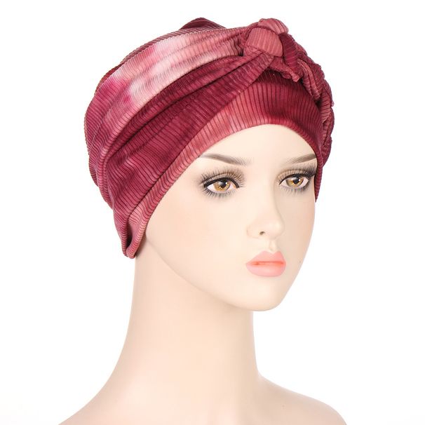 side braid tie-dye striped multi-color soft headscarf hat Muslim chemotherapy hat cross-border new style_voghion.com