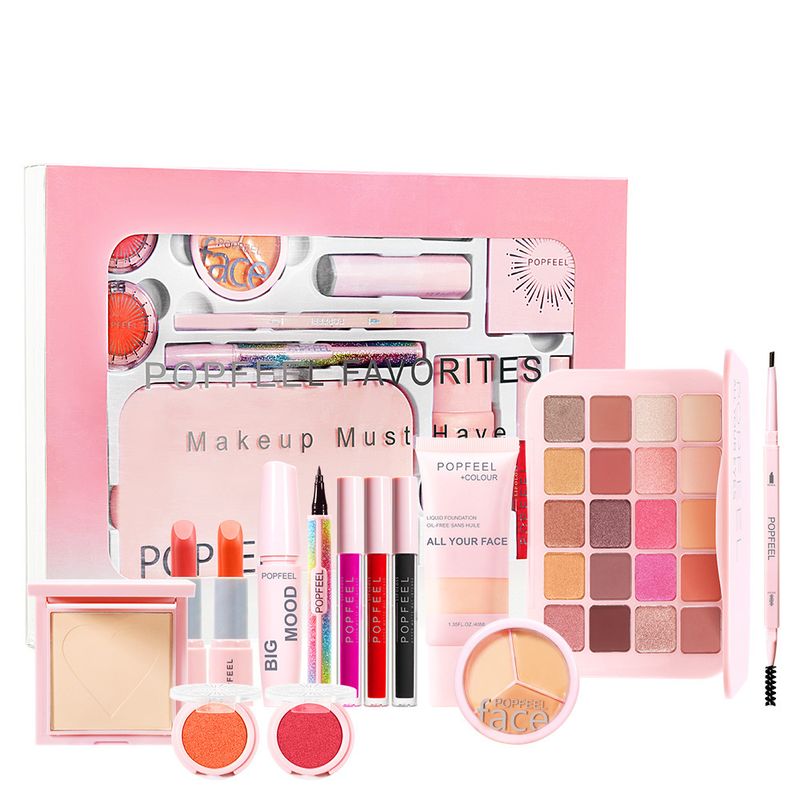 Coffrets de maquillage Popfeel, coffret de maquillage, ombre à paupières, blush, rouge à lèvres, eye-liner, coffret cadeau de vacances, cosmétiques_voghion.com