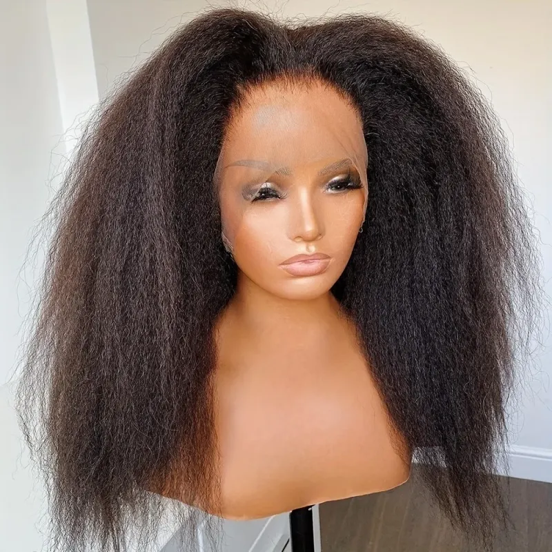 Kinky Straight Brazilian Lace Front Human Hair Wig_voghion.com