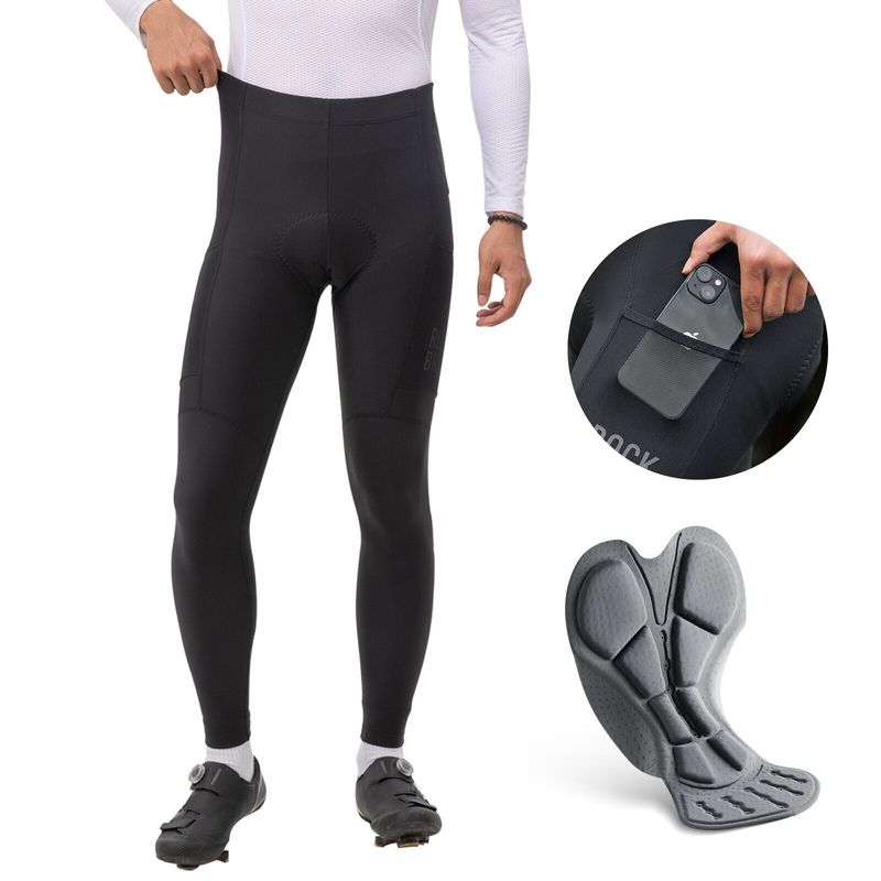 Pantalones largos de ciclismo ROCKBROS para hombre, acolchados 3D con bolsillo, térmicos, tallas L - 3XL_voghion.com