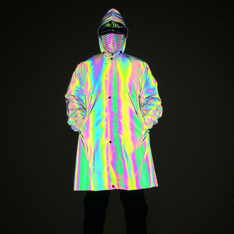 Men's Clothing long colorful reflective raincoat adult men and women large size windbreaker outdoor zipper raincoat_voghion.com