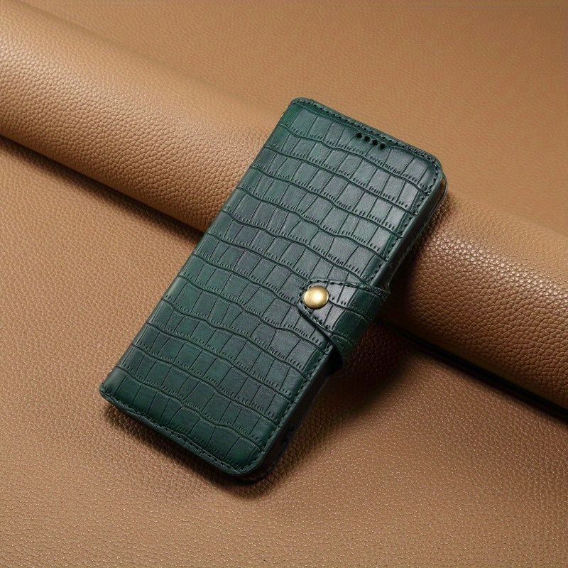 Étui de téléphone en cuir à motif crocodile adapté à Google Pixel 6/7/8 A/Pro, avec une sangle de portefeuille cachée et un support de téléphone, étanche et résistant aux chocs_voghion.com