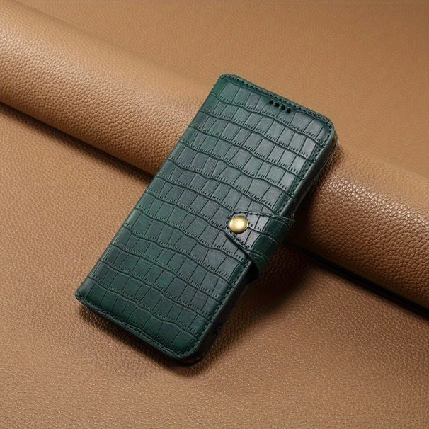 Étui de téléphone en cuir à motif crocodile adapté à Google Pixel 6/7/8 A/Pro, avec une sangle de portefeuille cachée et un support de téléphone, étanche et résistant aux chocs_voghion.com