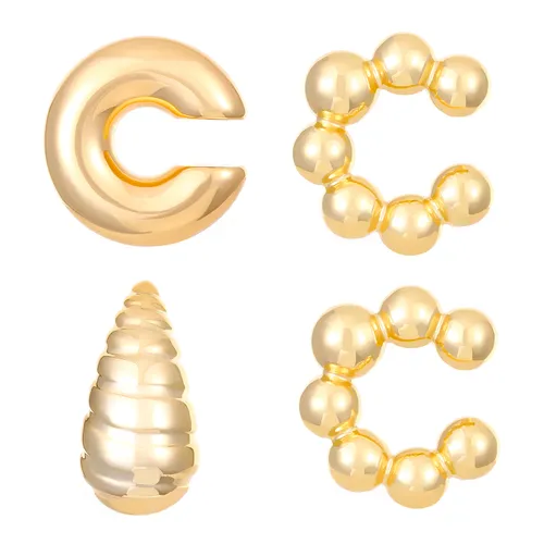 1 Piece 1 Set 1 Pair Classic Style C Shape Geometric Water Droplets Plating CCB Drop Earrings Ear Cuffs Ear Studs_voghion.com