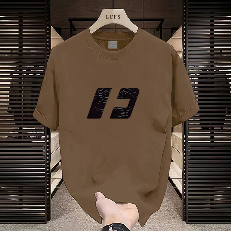 Abbigliamento maschile T-shirt versatile ampia scollo tondo da uomo a mezza manica, marchio alla moda, a maniche corte_voghion.com