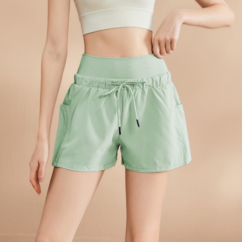 High Waist Sports Shorts Women's 2 in 1 Piece Drawstring Loose Yoga Fiess Breathable Tennis Running_voghion.com
