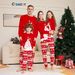 Christmas Red Parent Child Outfit For A Family Of Three Or Four, White Christmas Tree And Deer Print Home Clothes And Pajamas_voghion.com