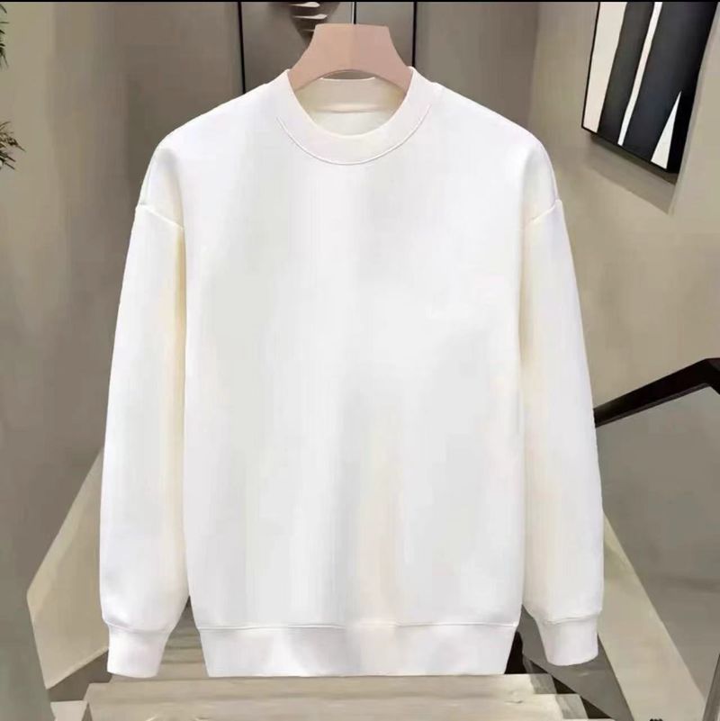 Felpa unisex pesante – Pullover foderato in pile di alta qualità, vestibilità oversize, morbido misto velluto e cotone (nero/bianco, S-5XL)_voghion.com