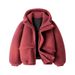 Retro Sherpa-Lined Couple’s Jacket – Unisex Oversized Fleece Coat With Zip Hood (90% Polyester, Beige/Black/Burgundy, M-3XL)_voghion.com