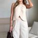 2025 New Women's Fashion Casual Sleeveless Solid Color Two Piece Suit_voghion.com