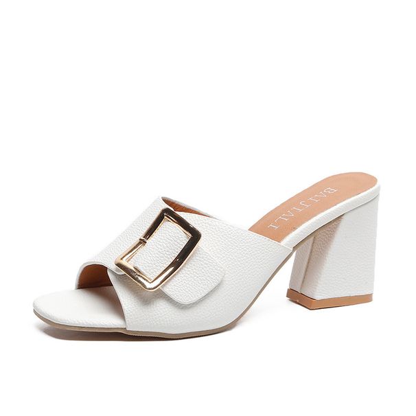 Sandale și papuci de vară cu toc înalt și cataramă pentru curea, flip-flops, pantofi cu toc gros pentru femei, sandale și papuci cu gură de pește, spot pentru femei_voghion.com