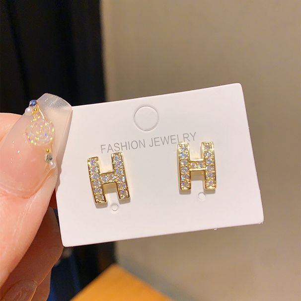 Damen-Accessoires, Diamant-Set, einfaches Temperament, Design, Sinn für Trend-Ohrringe_voghion.com