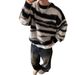 Lazy style new retro striped design, black and white jacket, knitted sweater, thick sweater for men, fashionable fur, winter_voghion.com