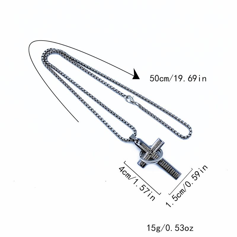 Collana con croce alla moda per uomo, accessorio con ciondolo personalizzato semplice e versatile, stile hip-hop e disco, resistente alla sbiadimento._voghion.com