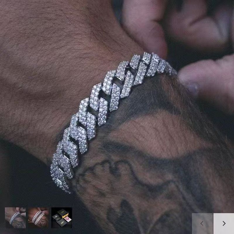 Hip Hop Legierung Vollkubanische Kette Hochwertige 14mm Diamant Intarsien Herren- Und Damenarmband Halskette_voghion.com
