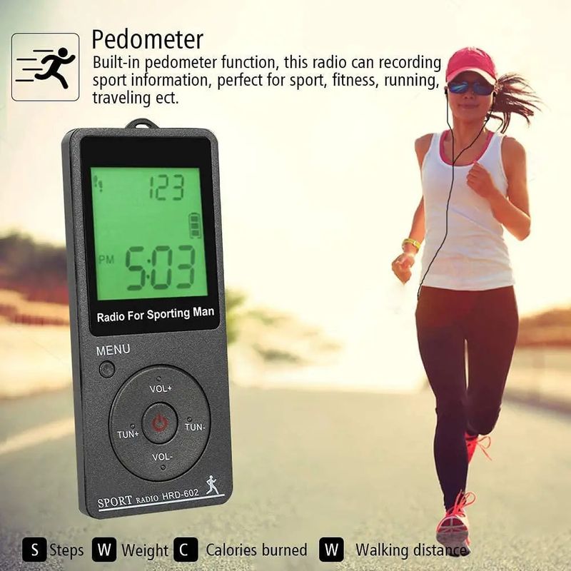 New Portable Am Fm Mini Led Display With Pedometer Headphones Digital Tuning Sports For Running Pocket Radio_voghion.com