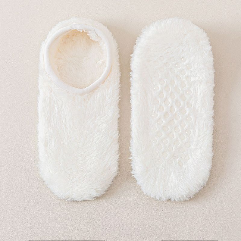 Men's And Women's Home Non-slip Socks Winter Thickened Coral Fleece Soft And Comfortable Floor Socks Solid Color Versatile Boat Socks Sleep Socks_voghion.com