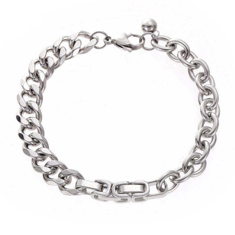 Pulsera de empalme personalizada para hombre, pulsera de pareja de acero de titanio de marca de moda Hip Hop, pulsera cubana versátil personalizada_voghion.com