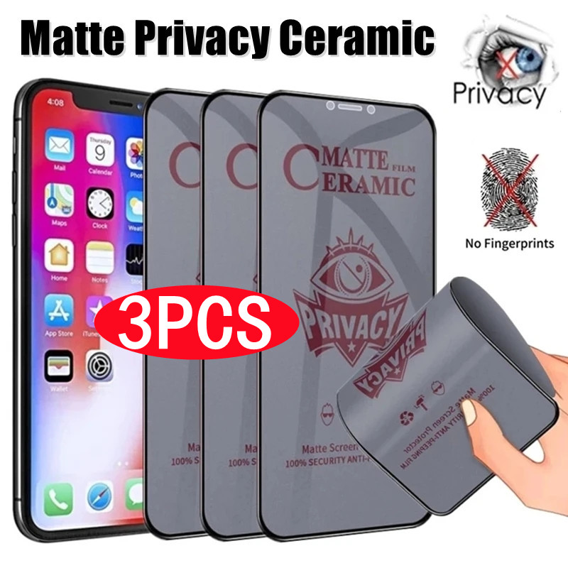 3Pcs Matte Ceramic Privacy Screen Saver for iPhone 12 13 14 Pro Max Mini Anti Spy Movie for iPhone XS Max XR X_voghion.com