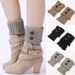 New Wool Warm Boots Feet Cover Women's Autumn And Winter Knitting Fried Dough Twists Button Short Leg Knee Protector_voghion.com